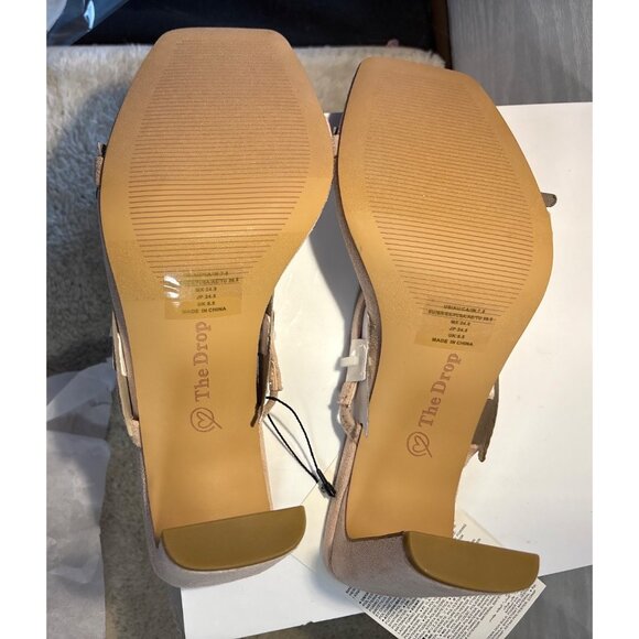 The Drop Sandals Womens 7.5 Beige Heeled White Beige Straps & Square Toe Design - Picture 9 of 13